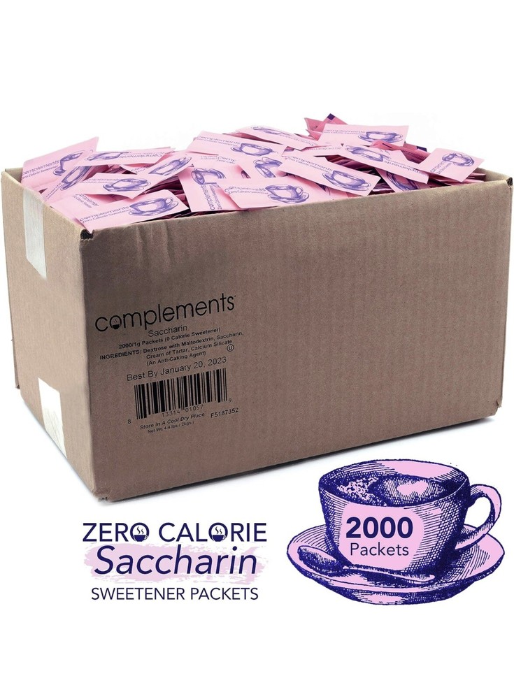 Complements Zero Calorie Saccharin Pink Sweetener Packets, 2000 Count