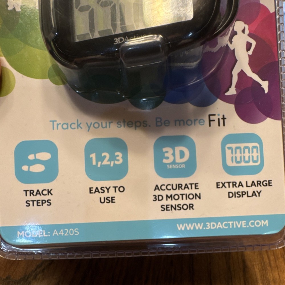 3DActive 3DFitBud A420S Black Pedometer Clip Extra Large Display 3D Sensor