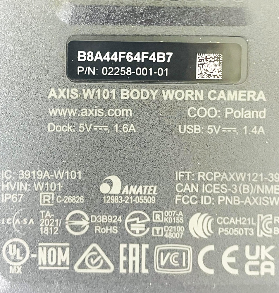 AXIS W101 Body Worn Camera 02258-001-01