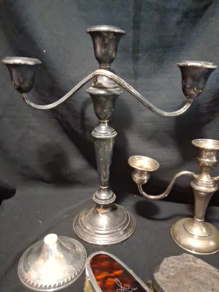 Weighted Sterling Scrap Silver Gorham Candelabra Handle Brushes Inkwell Buffers