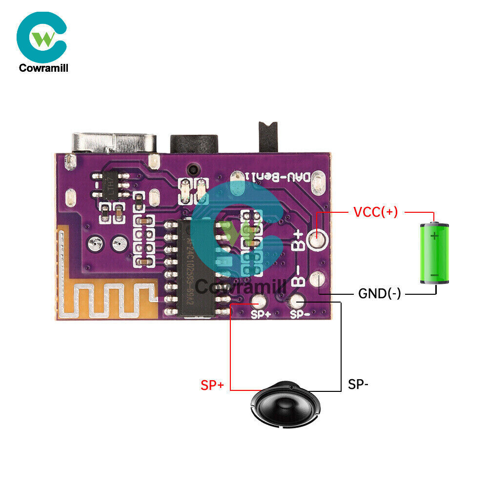 5pcs Type-C DC3.5V-5V 5W Mono Audio Amplifier Bluetooth Decoding Board TWS 3.5mm
