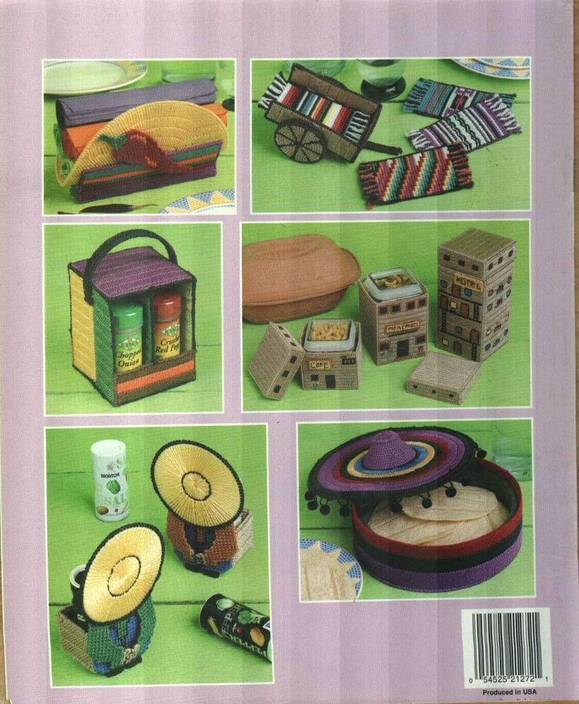 NEW MEXICAN KITCHEN COASTERS SPICE CADDY 13 DESIGNS PLASTIC CANVAS PATTERN BOOK