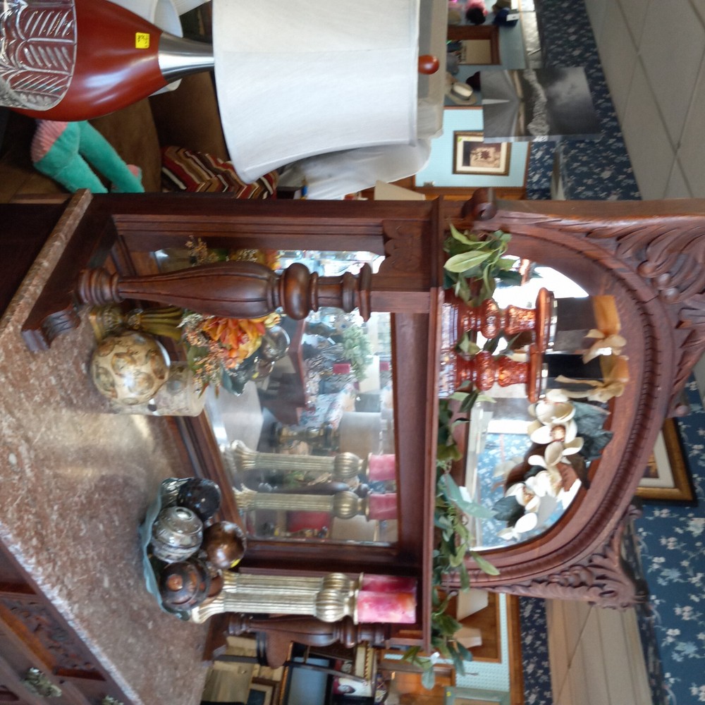 Mahogany mirror marble top sideboard