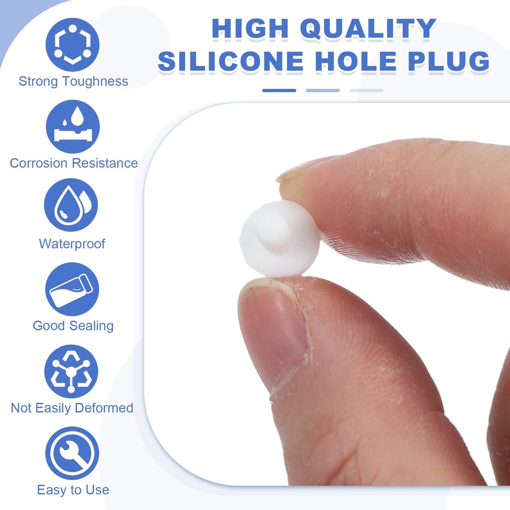25 Pcs t Shaped Solid Silicone Stopper, Dia 4 Mm/0.16" Rubber Plugs, White