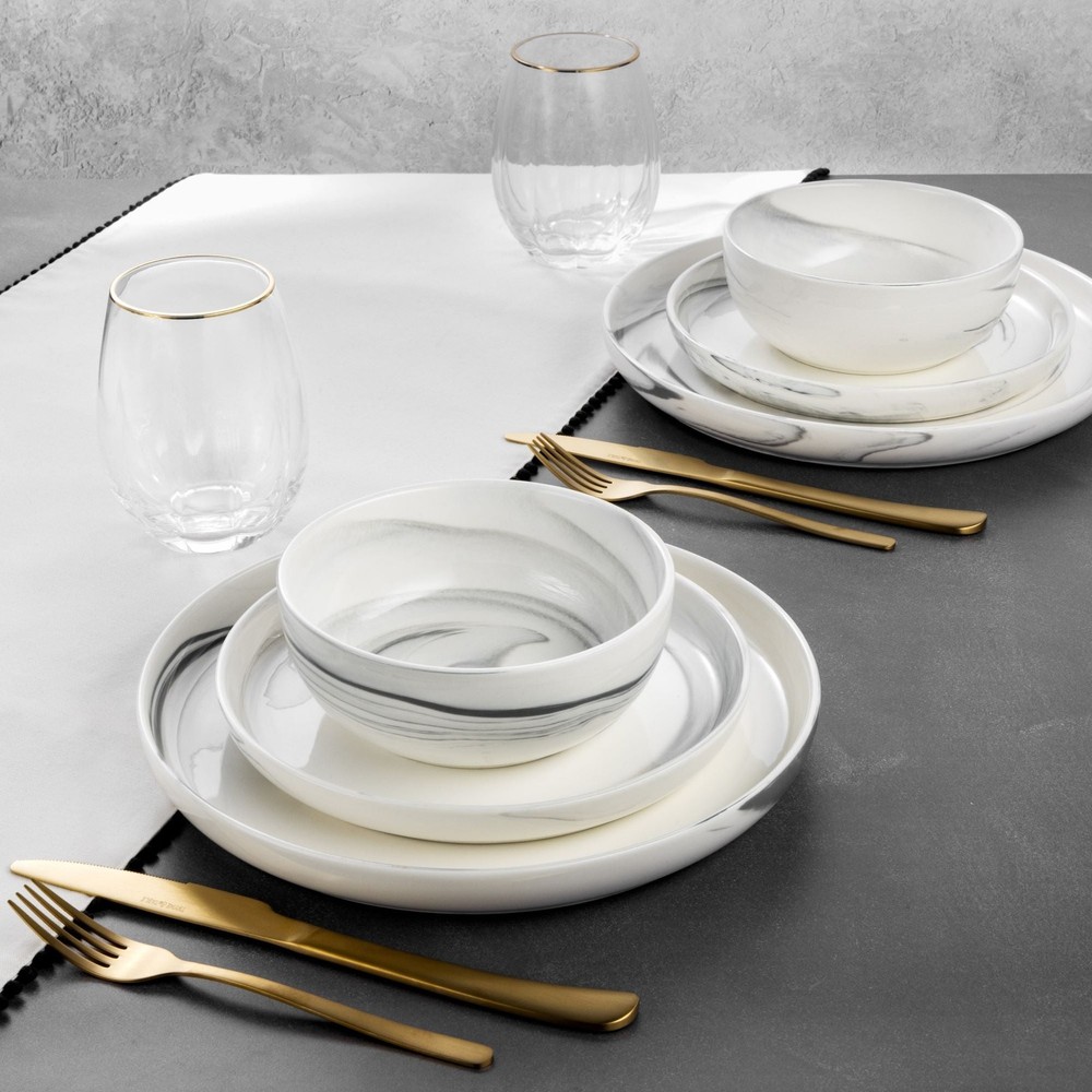 Gray Marble Ceramic Dinner Plate