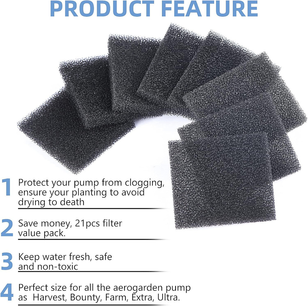 21 Pack Pump Filter Sponge Filter Sponge Replacement Accessories Reduces Dirt in