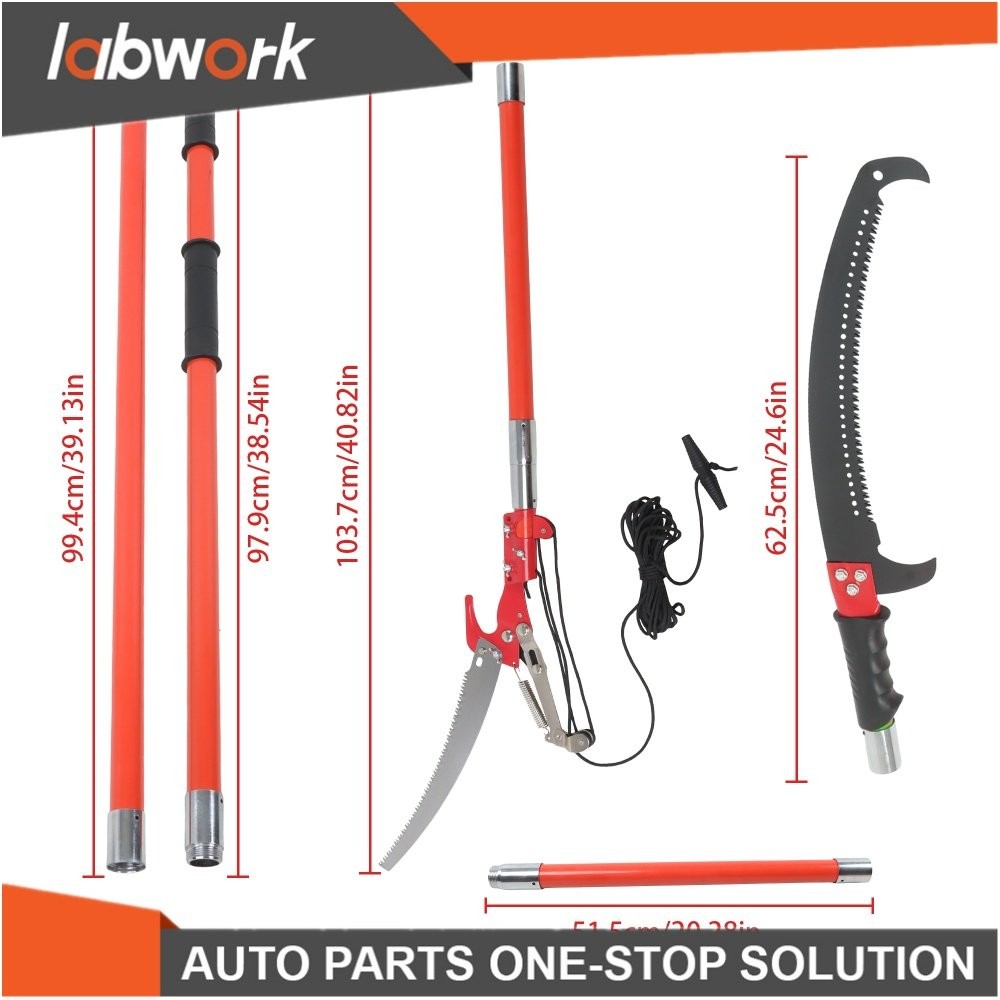 Labwork 30 Feet Tree Pole Pruner Hand extension Tree Branch Pole Saws Orange-red