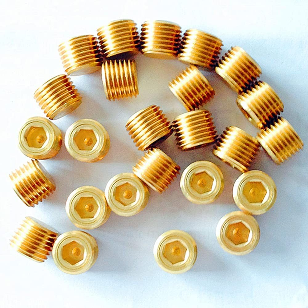 3/8 in NPT Plug Brass Pipe Fitting Countersunk Hex Thread Adapter 3 Pcs