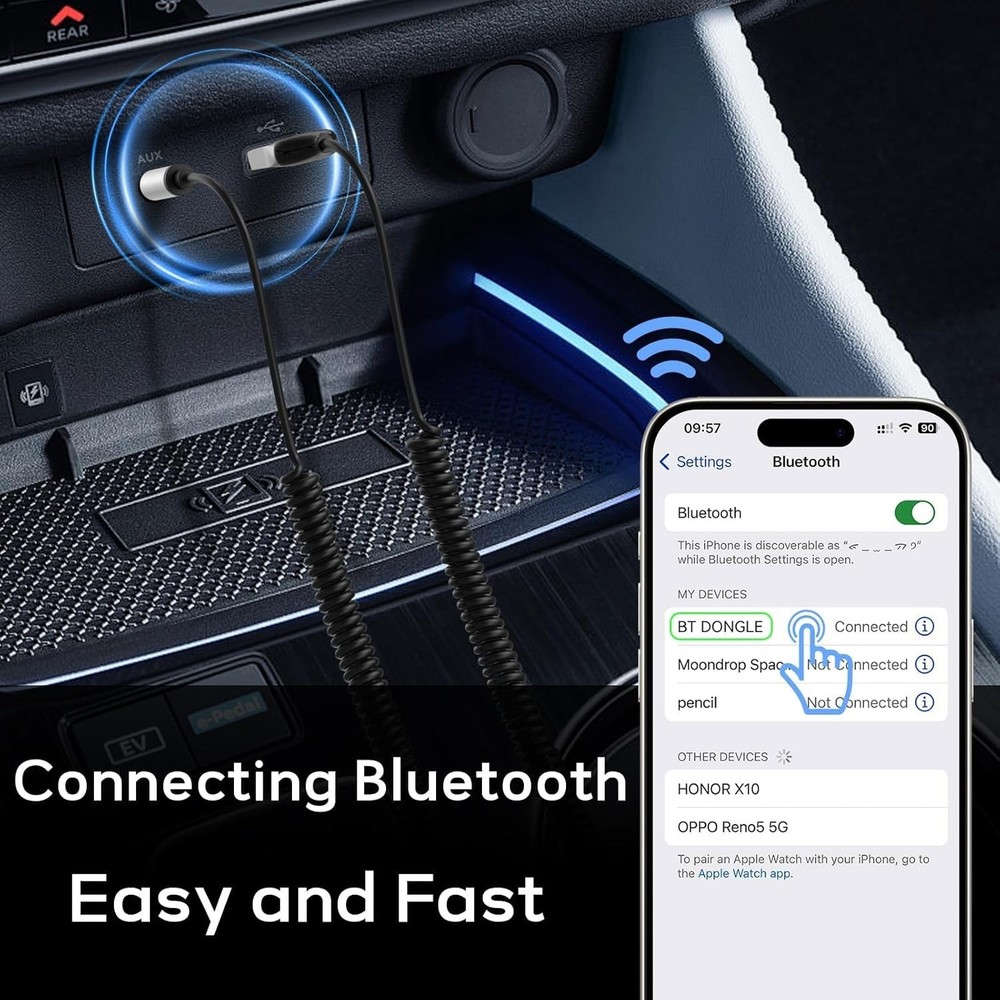 Bluetooth 5.3 Adapter for Car - Hands-Free Calling & Music Streaming Solution