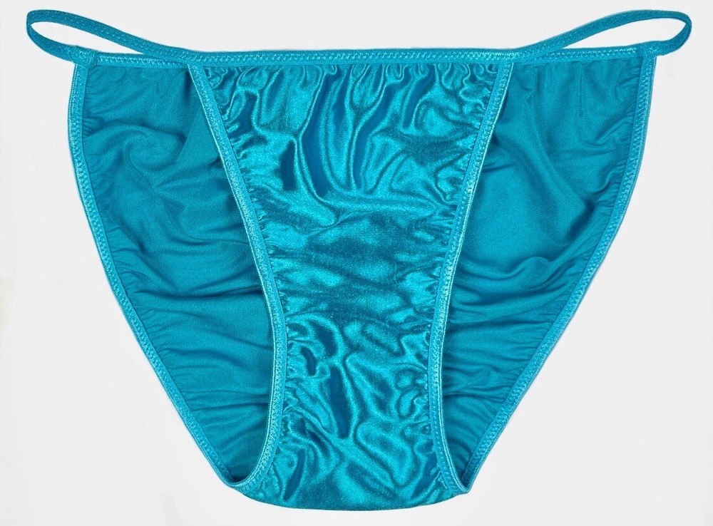 Satin String Bikini Scrunch Butt Light Blue L/7