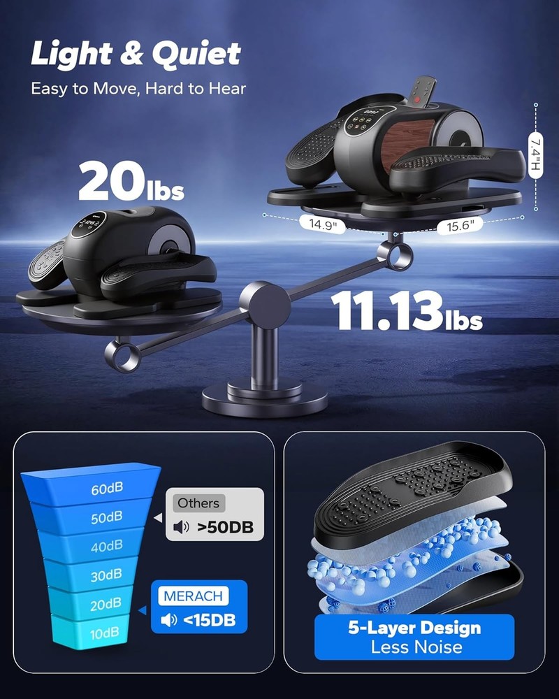 Under Desk Elliptical Machine Sitting Exercise Machine Leg Exerciser For