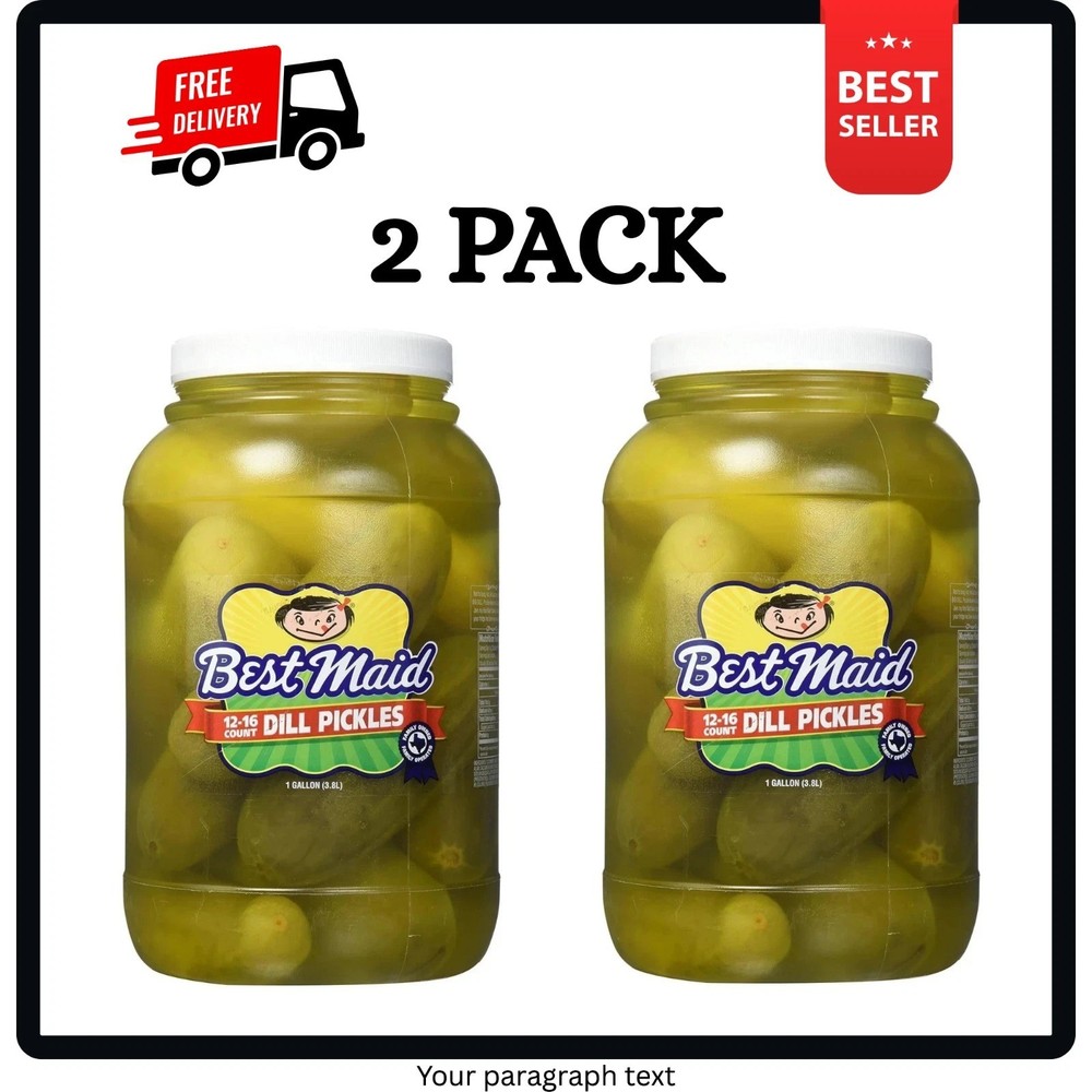 (2 PACK) Best Maid Dill Pickles – 1 Gallon Each