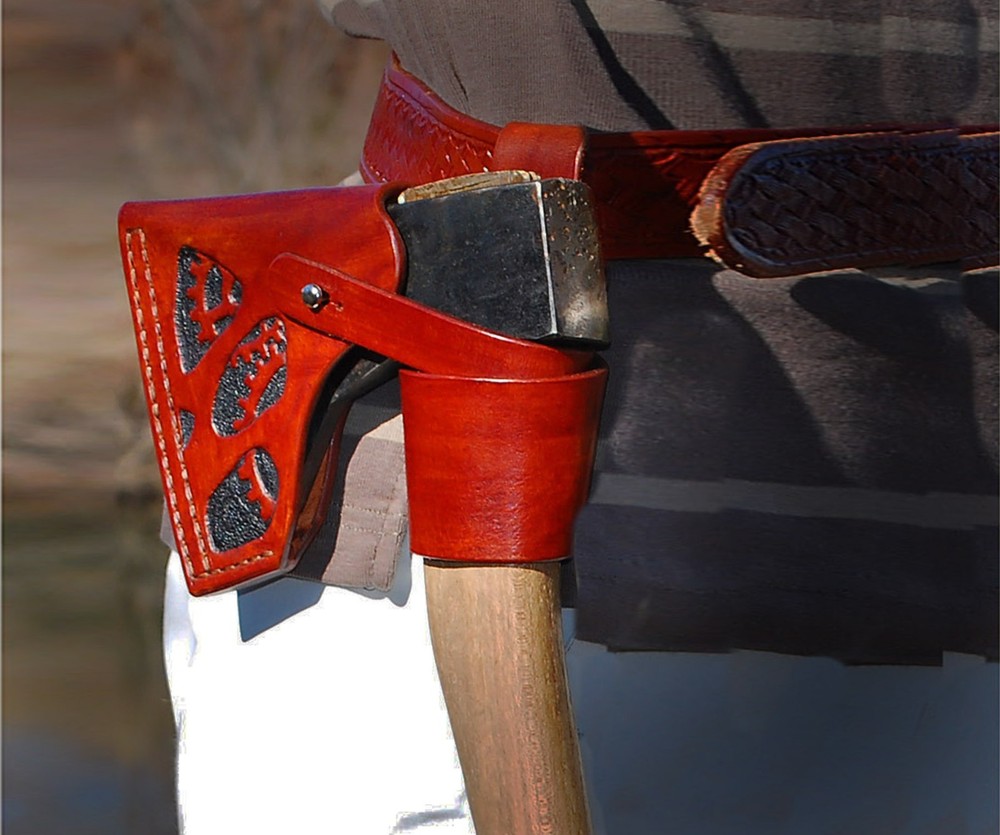 Handmade Tooled Leather Gransfors Bruk Small Forest Axe Sheath, Personalized