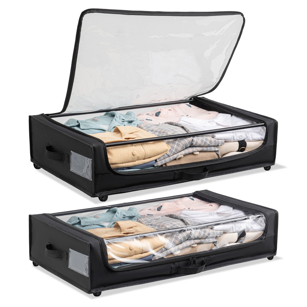 Bed Rolling Storage Container with Transparent Cover Versatile Space Saving