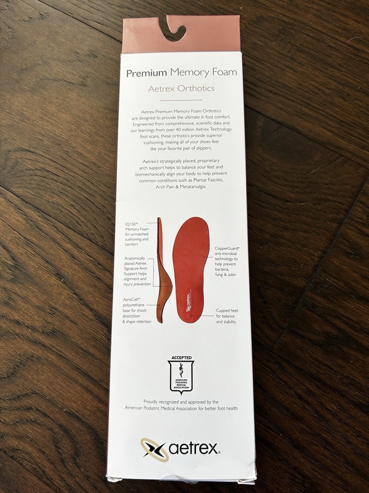 Aetrex Memory Foam Orthotic Insoles L2300 Arch Support Medium High Arches W5