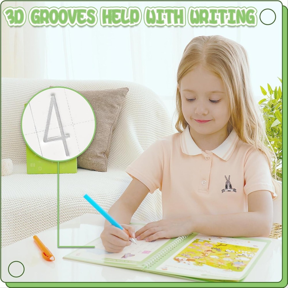 Reusable Grooved Handwriting Workbooks,Magic Copybook,Magic Writing Red
