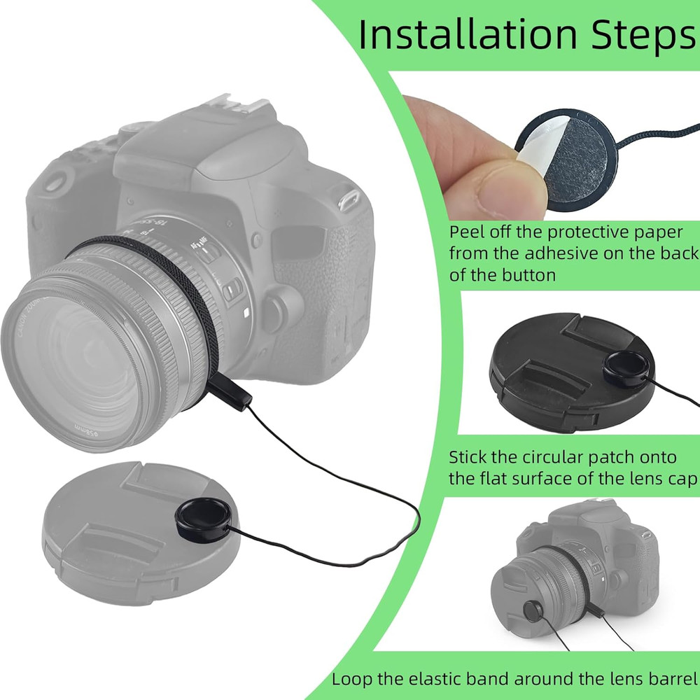 5 Pack Lens Cap Leash,Lens Cap Tether,Lenses Caps Keeper with Elastic String,Cam