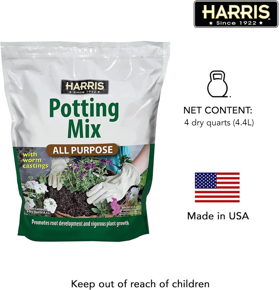 All-Purpose Potting Mix with Coco Coir & Worm Castings - 4 Quart Essential Soil