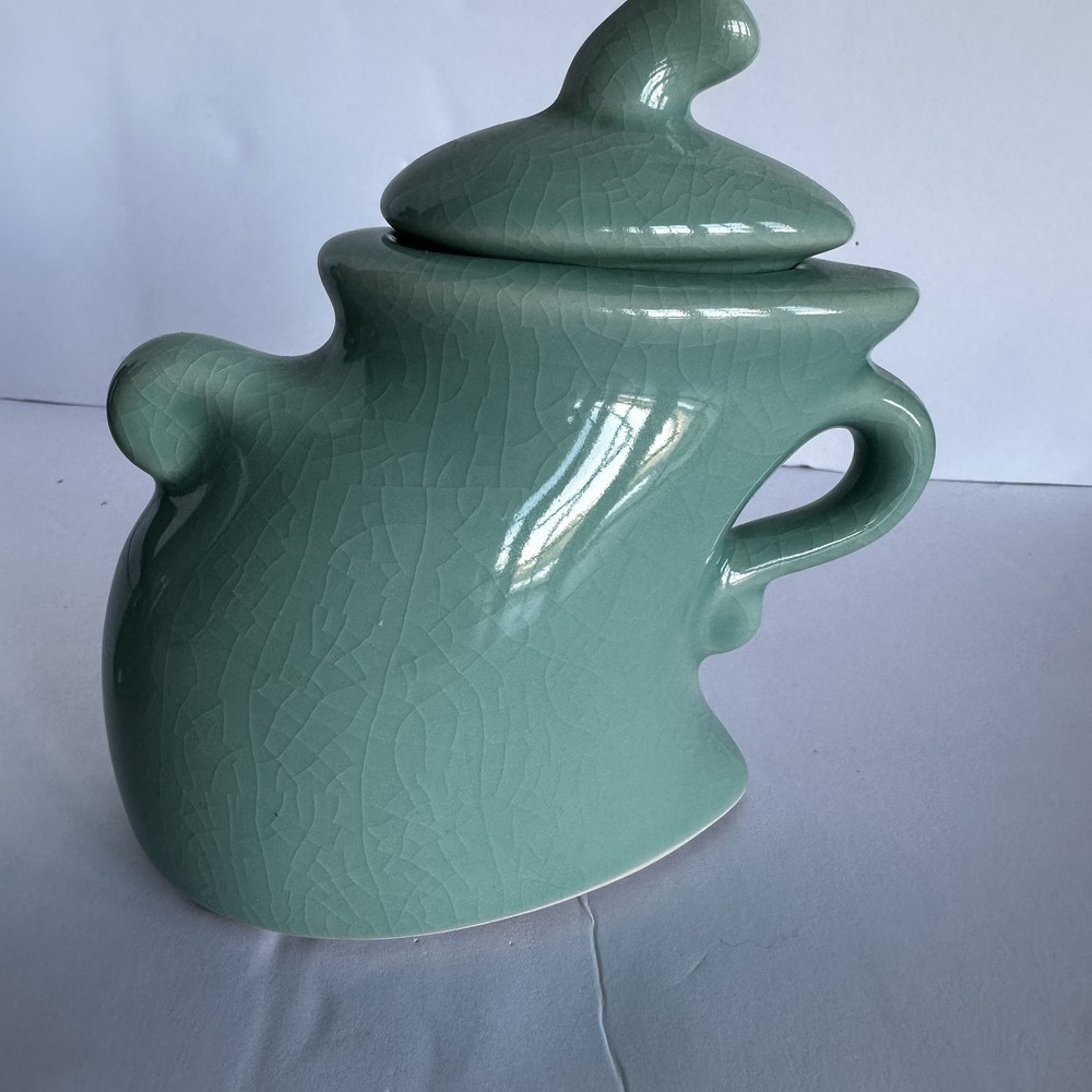 MICHAEL LAMBERT STUDIO Dancing & Struttin Creamer & Sugar Set Signed Aqua Green