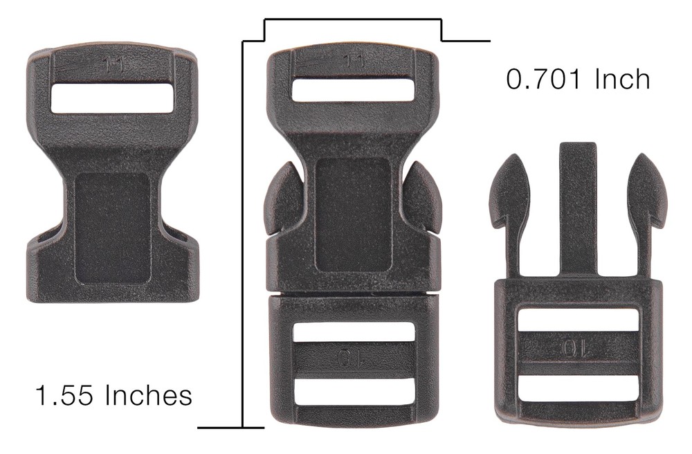 100 - 1/2 Inch Contoured Side Release Plastic Buckles