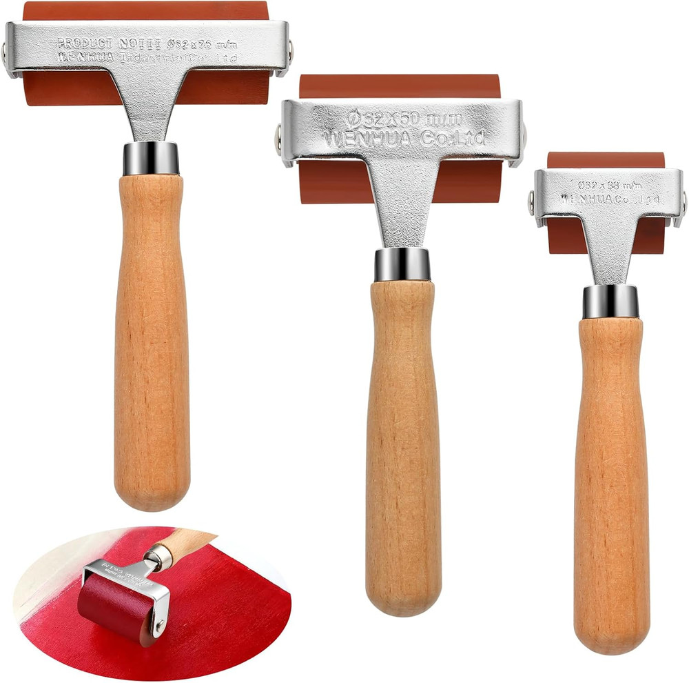 3Pcs Rubber Brayer Roller, Mix Size Rubber Roller Tool for Printmaking,  Roller
