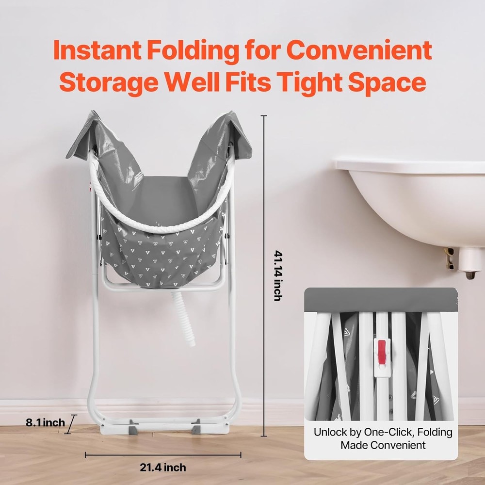 Foldable Pet Bath Tub for Small & Medium Dogs Cats Space-Saving Grey
