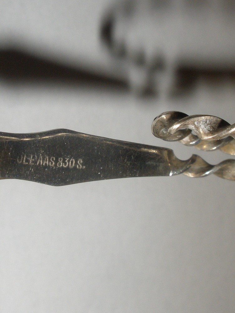 Vintage Ole AAS Silver 830 S Leaf Loop Twist Handle tea caddy Spoon Norway.