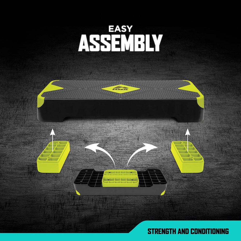 Aerobic Step Platform with Non-Slip Textured Surface -2-Level Adjustable Step...