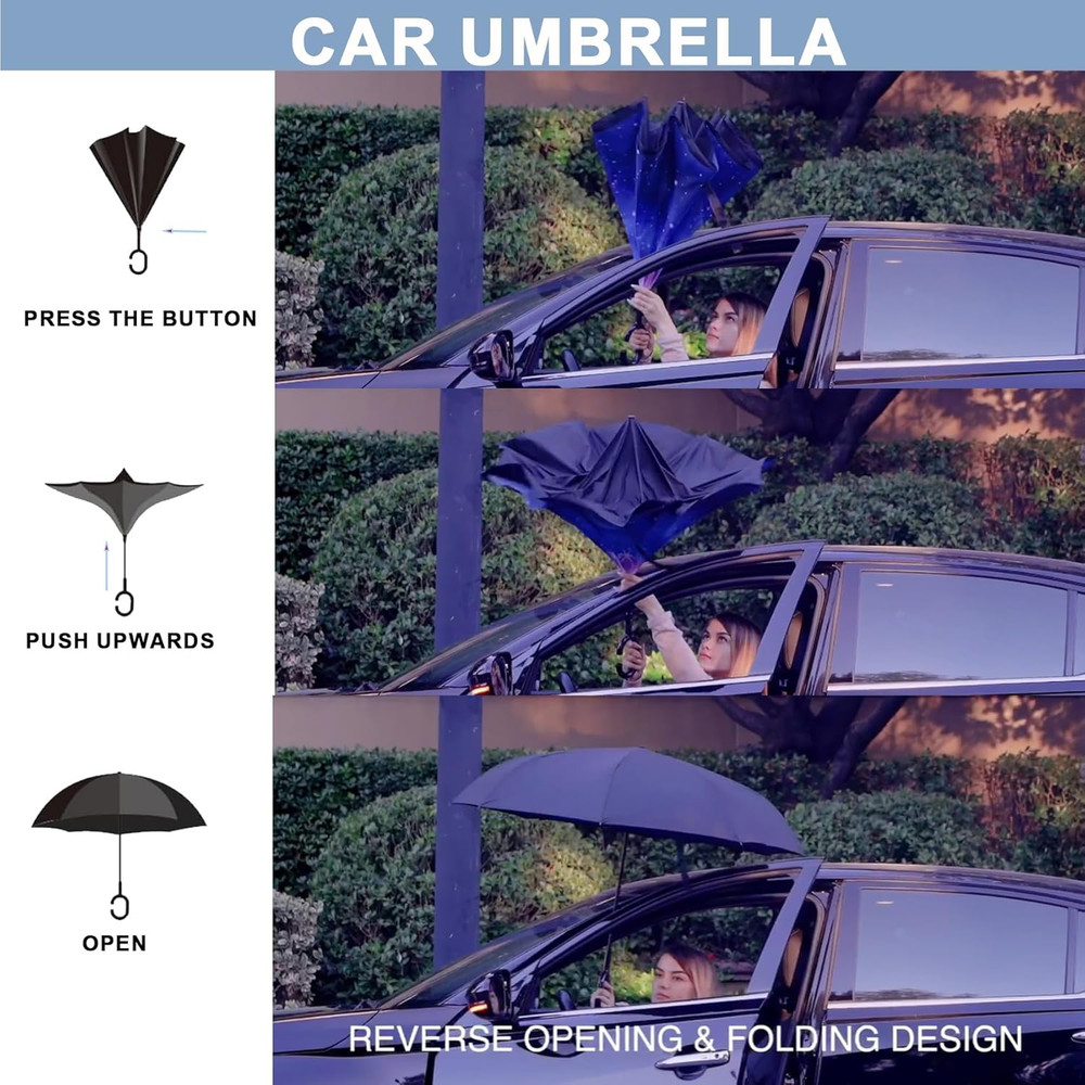 49/56 Inch Inverted Reverse Upside down Umbrella, Extra Large Double Canopy Vent