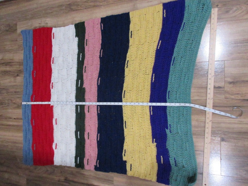 Handmade Crochet Sofa Throw Striped 44"x 58" Comfortable Weight