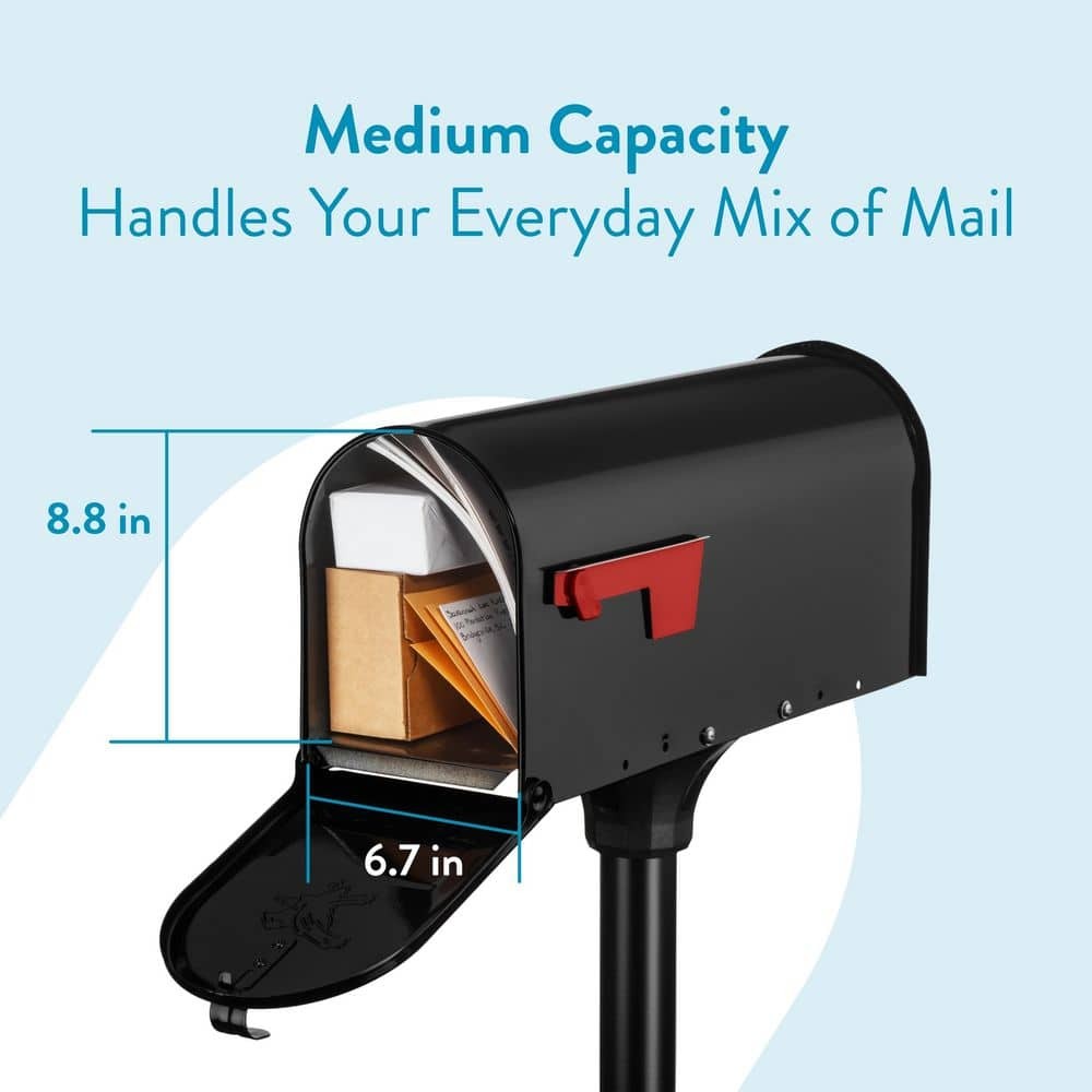 Architectural Mailboxes Elite Black Medium Galvanized Steel Mailbox Post Kit