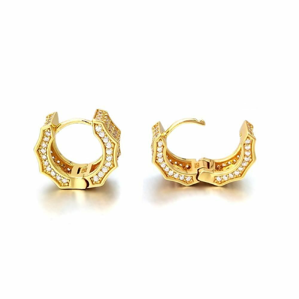 925 Silver Wave Design Iced Out Hoop Earrings