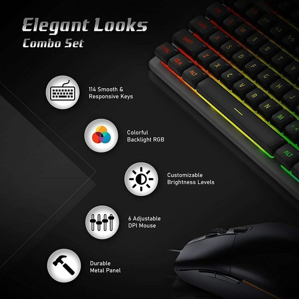HP KM300F Wired Gaming Keyboard & Mouse Combo Membrane Backlit (SPANISH)