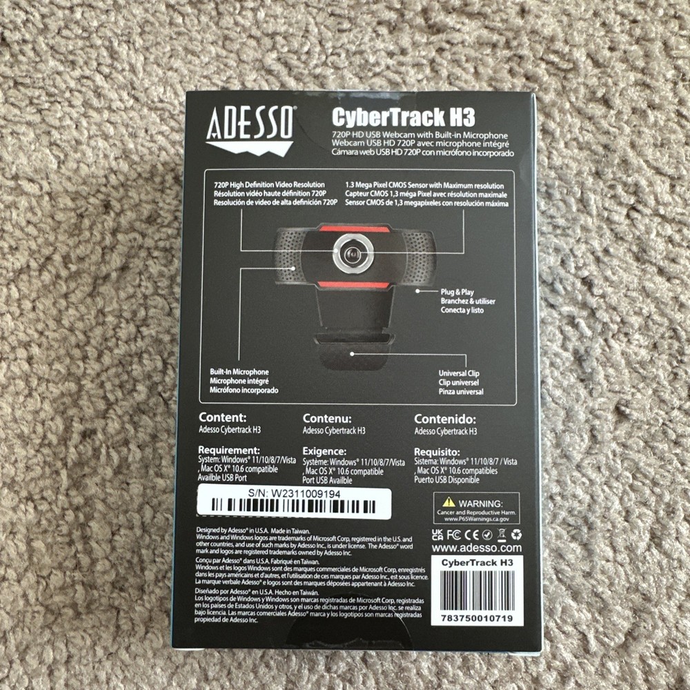 Adesso Cybertrack H3 720P Webcam