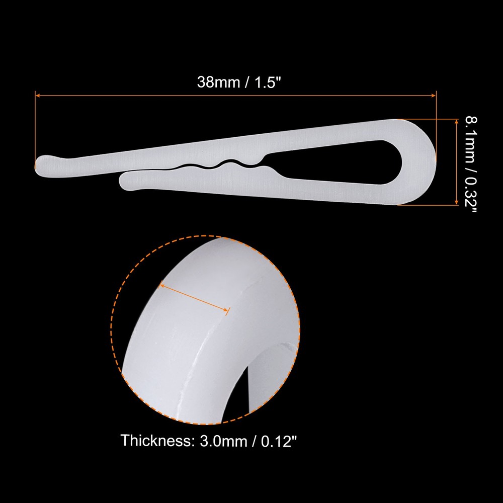 500pcs Durable Plastic Alligator Clip, 1.5" White U Shape with Teeth