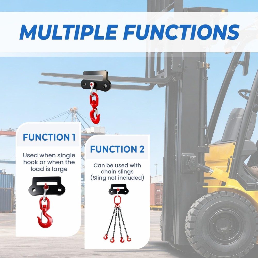 Heavy Duty Forklift Lifting Hook - 6600 LBS (3 Ton) Capacity, Single Fork Mou...