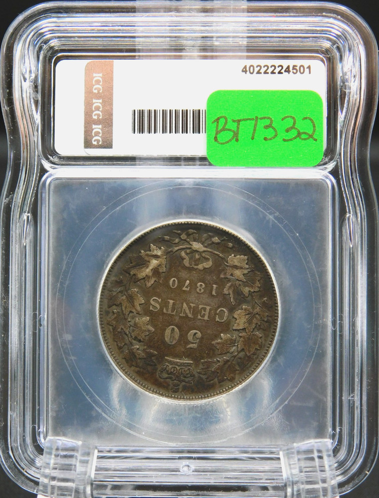 1870 Canada 50 Cent Half Dollar ICG VF20 (BT1332)