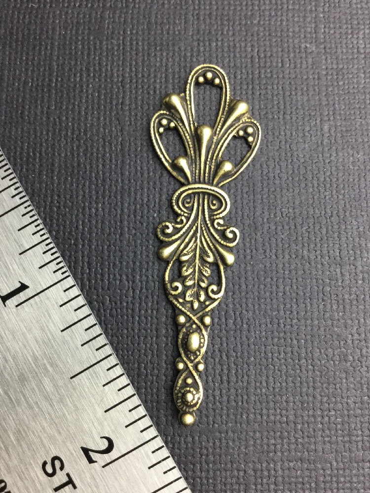 13183            Brass Oxidized Victorian Ornament Jewelry Finding