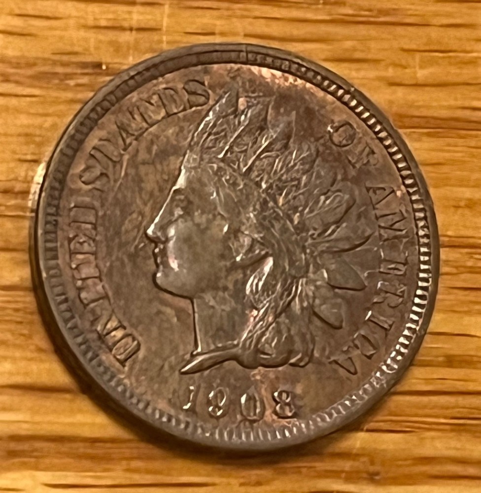 1908 Indian Head cent , brown uncirculated some red remaining