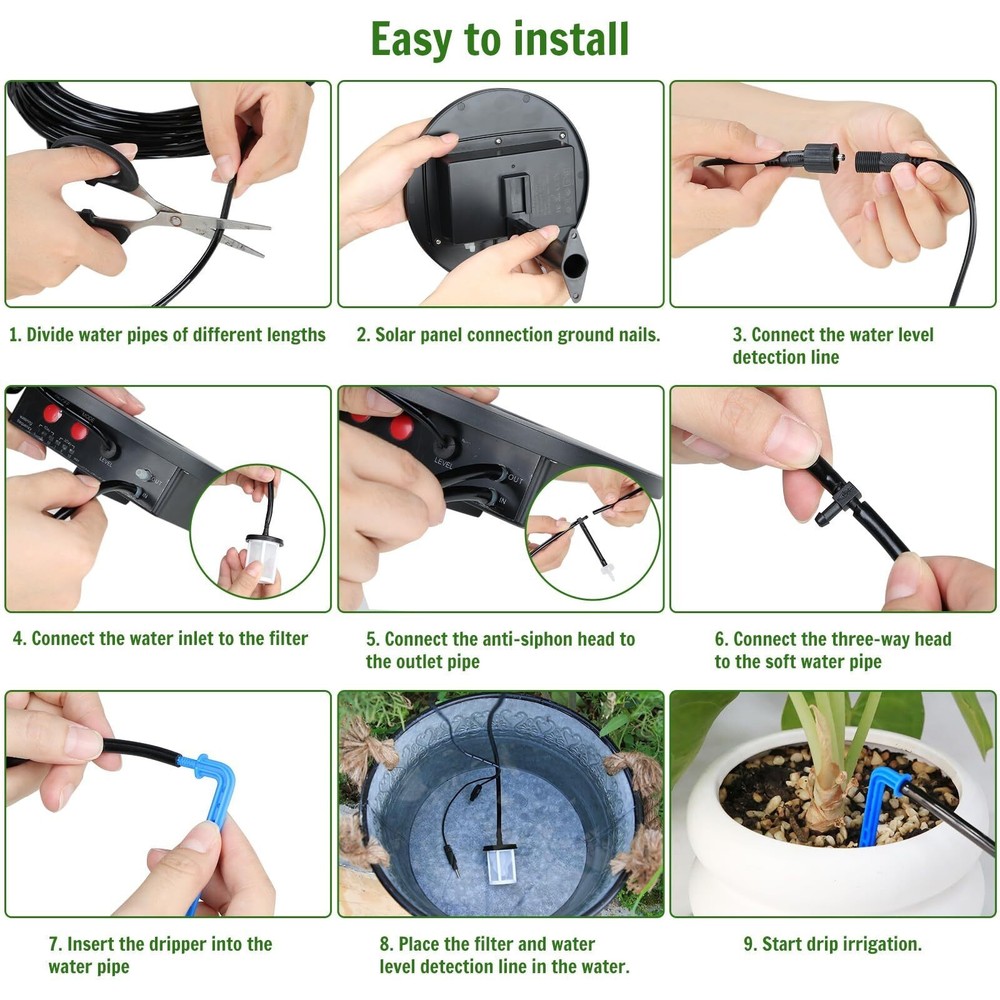 Solar Irrigation System , Automatic Drip Irrigation Kit for Outdoor/Indoor US