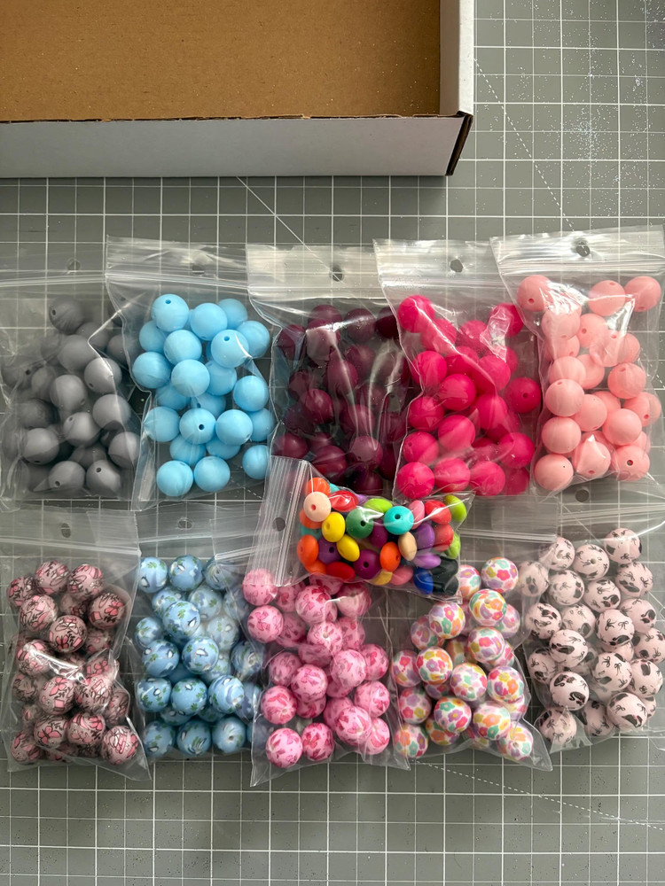 Silicone Bead Bundle Box | Bulk Silicone Beads Mix | Bead Starter Kit | DIY Supp