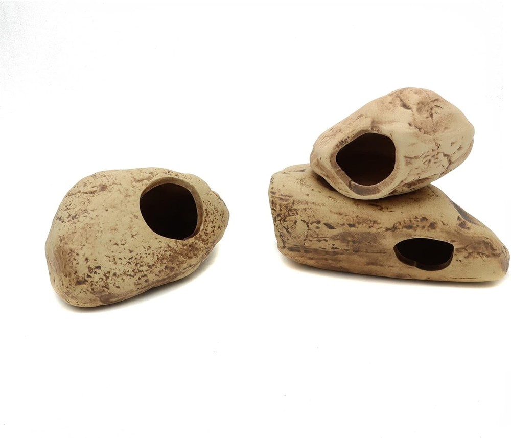 3Pcs Rock Stackable Aquarium Ceramic Decorations Rock Caves,Betta Fish Tank Deco