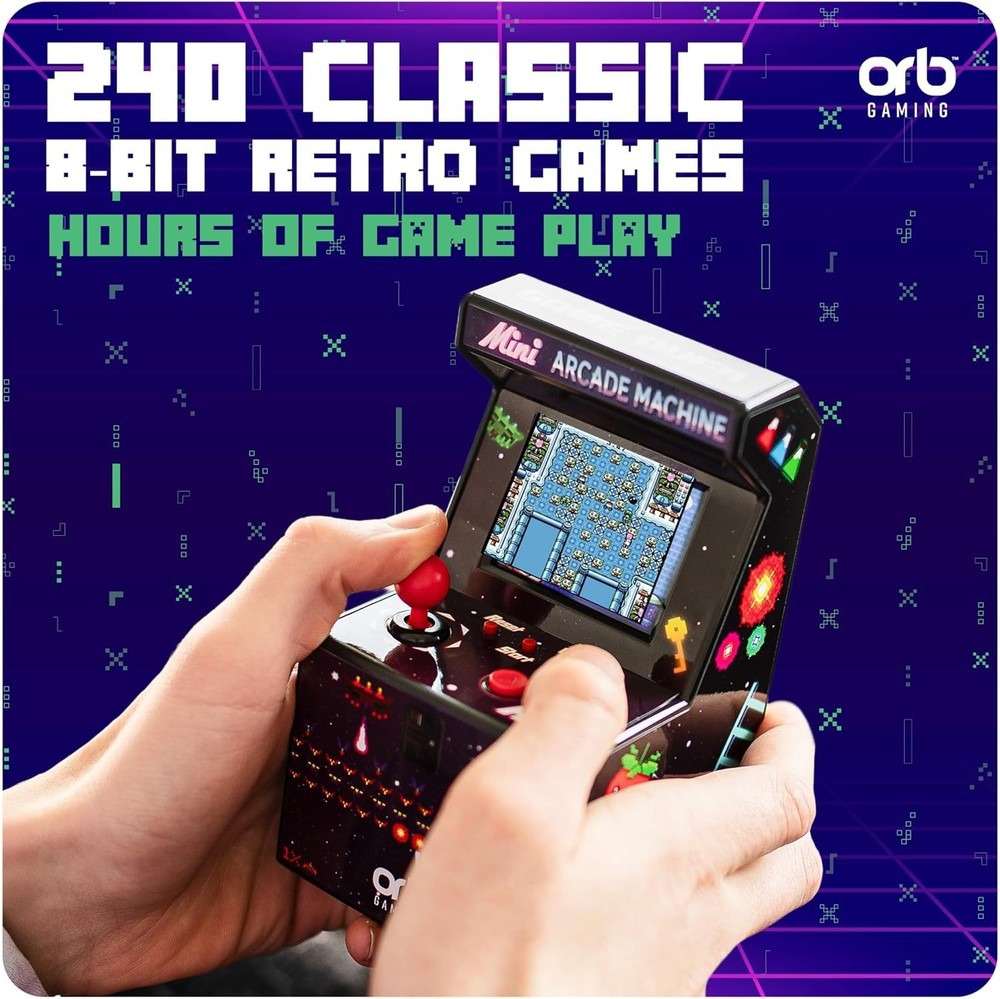 Battery-Powered Mini Arcade Machine - 240 Classic Games & Joystick Control