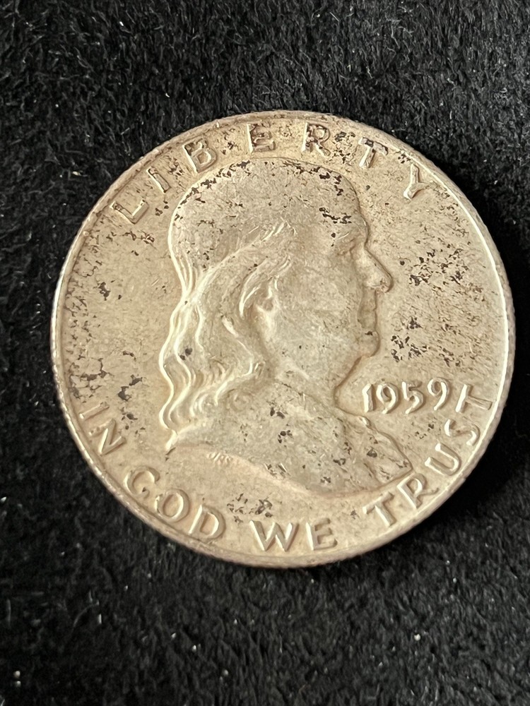 1959 Denver Franklin Half Dollar 90% Silver Circulated