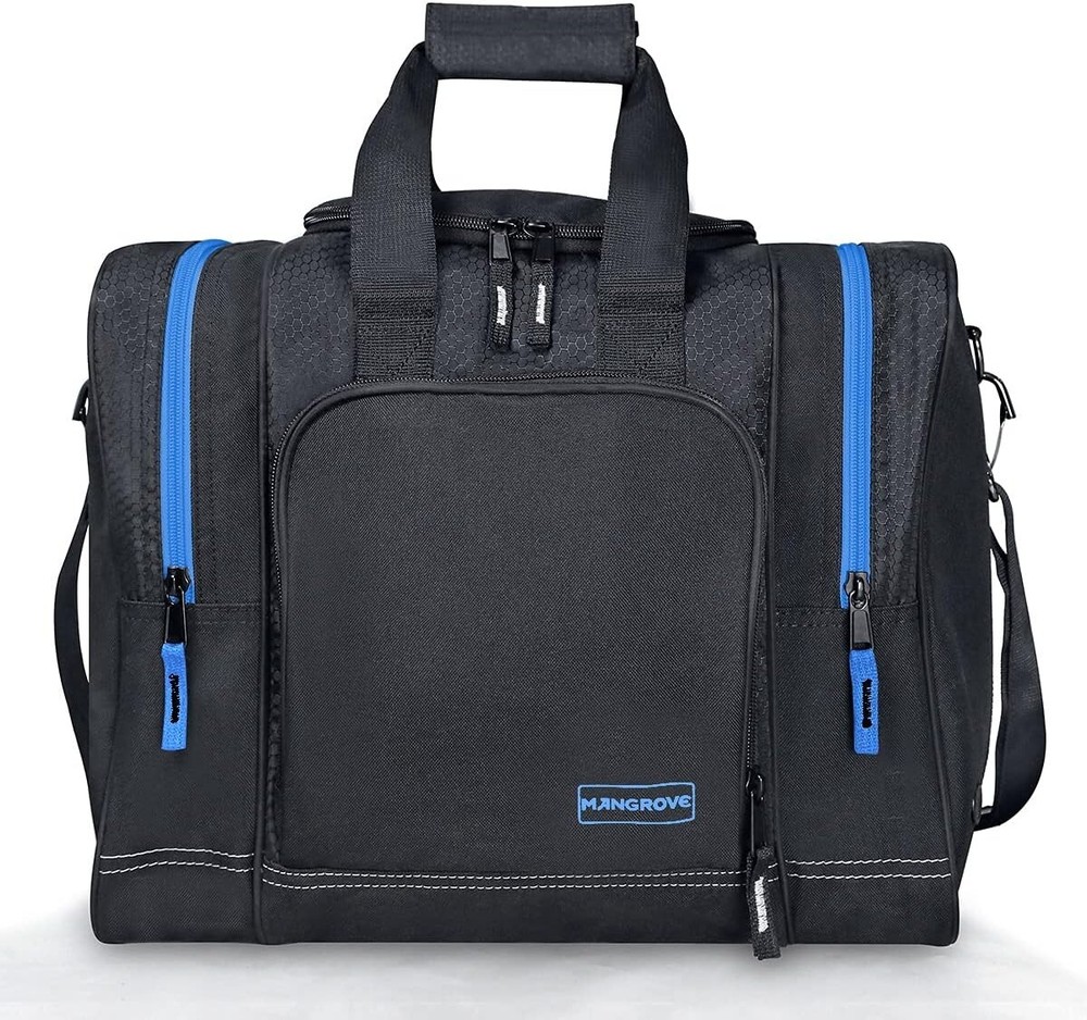 Durable Blue Bowling Bag for Single Ball - Adjustable Strap & Multiple Pockets