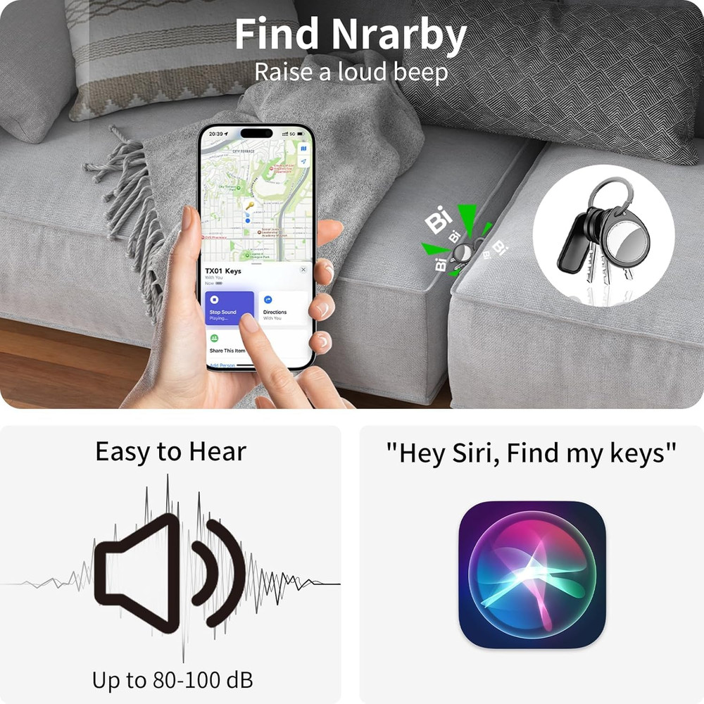 Air Tracker Tags-4 Pack, 5.3 Bluetooth Tracker Work with Apple Find My (iOS Only