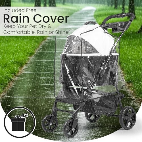 3-in-1 Folding Pet Stroller with Detachable Carrier – Lightweight Foldable