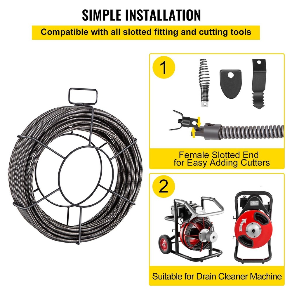 100ftx1/2in Quick Access Drain Cleaning Auger Snake Cable
