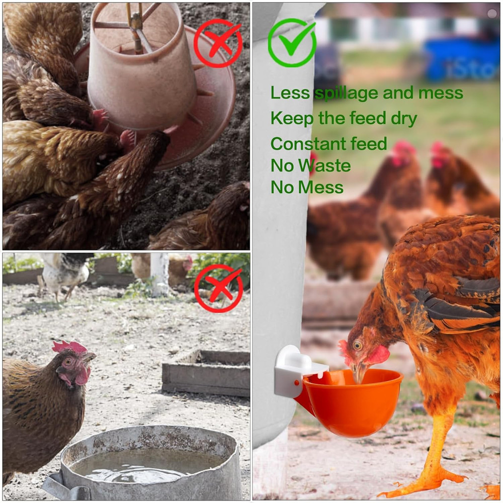 6-Pack Automatic Chicken Waterer Cups - No Waste Poultry Watering Solution for C