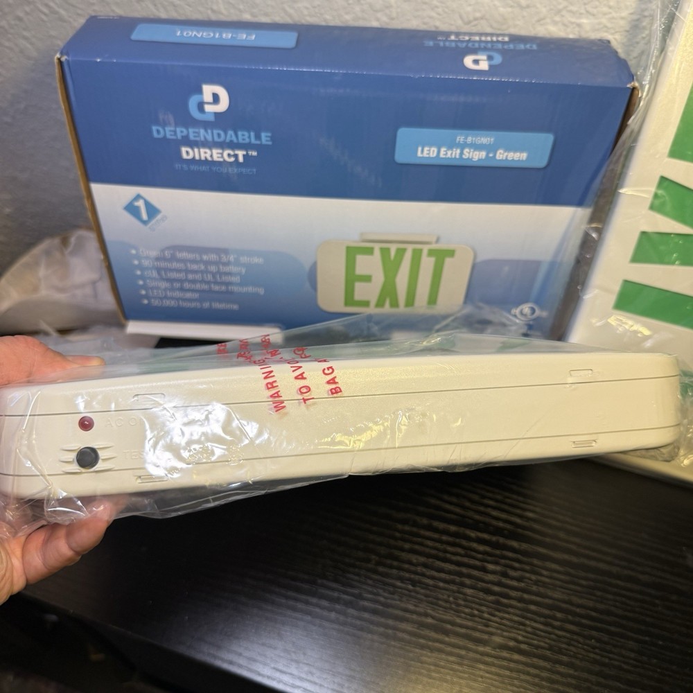 Dependable Direct 2-Pack Double Side LED Green Exit Sign Emergency Light In Box